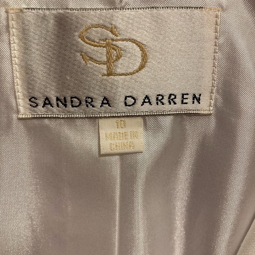Sandra Darren White Silver Trim Tailored Blazer Black Floral Buttons Peplum - Picture 2 of 12